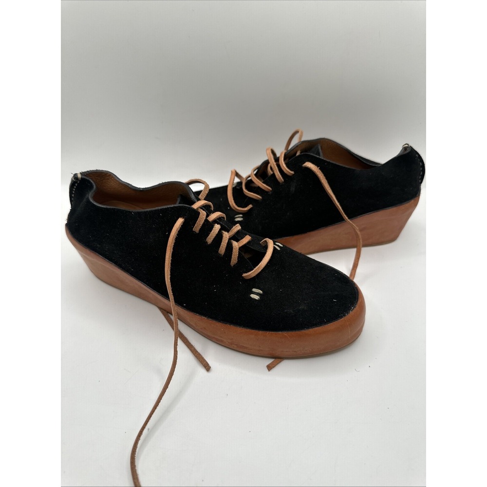 $395 Angelo Burlinetto Black Suede Tie Ups Sz 37